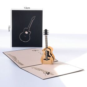 Birthday 3D Greeting Card Guitar Creative Handmade Gift Paper Carving