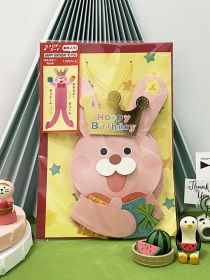 Three-Dimensional Music Card Pink Rabbit Birthday Gift
