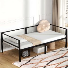 Twin Size Metal Daybed Frame Quick Lock Steel Support Twin Daybed Frame, Black