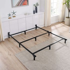 7" Adjustable Metal Bed Frame, Black, Adjusts Twin - Queen, Box Spring Required