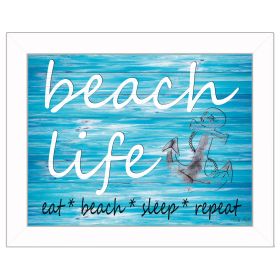 "Beach Life" By Cindy Jacobs, Printed Wall Art, Ready To Hang Framed Poster, White Frame