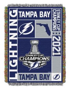 Tampa Bay Lightning NHL 2021 Stanley Cup Champions Woven Tapestry Throw Blanket
