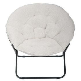 Saucer Chair, White Faux Shearling