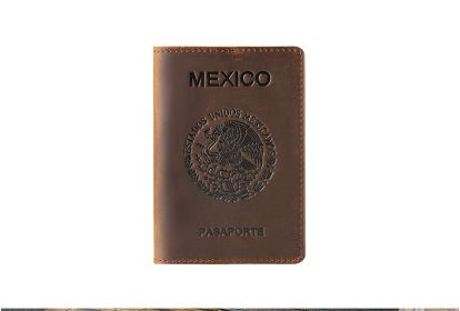 Head Layer Cowhide Passport Protective Cover Document Clip (Option: Mexico-Red)