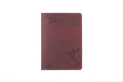 Head Layer Cowhide Passport Protective Cover Document Clip (Option: Portugal-Red)
