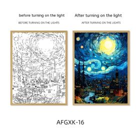 Van Gogh Famous Starry Sky Line Living Room Lighting Painting (Option: AFGXK16-USB-21.3x30cmcharging)