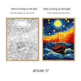 Van Gogh Famous Starry Sky Line Living Room Lighting Painting (Option: AFGXK17-USB-21.3x30cmcharging)