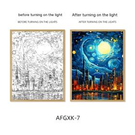 Van Gogh Famous Starry Sky Line Living Room Lighting Painting (Option: AFGXK7-USB-21.3x30cmcharging)