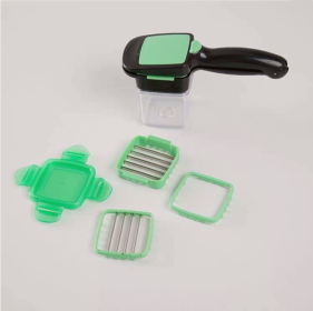 Multifunctional pressing vegetable cutter (Color: Green)