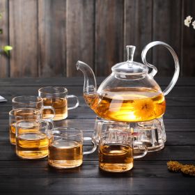 Tea Making Device Flower Pot Filter Set Of Glass Tea Set (Option: Large High Candlestick 6 Cups)