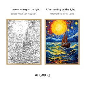 Van Gogh Famous Starry Sky Line Living Room Lighting Painting (Option: AFGXK21-USB-17.7x24cmPSframe)