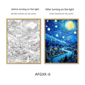 Van Gogh Famous Starry Sky Line Living Room Lighting Painting (Option: AFGXK6-USB-17.7x24cmPSframe)