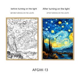 Van Gogh Famous Starry Sky Line Living Room Lighting Painting (Option: AFGXK13-USB-17.7x24cmPSframe)