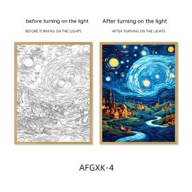 Van Gogh Famous Starry Sky Line Living Room Lighting Painting (Option: AFGXK4-USB-17.7x24cmPSframe)