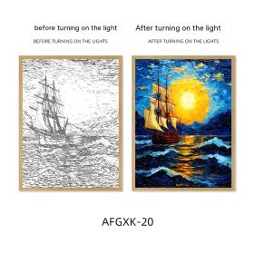 Van Gogh Famous Starry Sky Line Living Room Lighting Painting (Option: AFGXK20-USB-17.7x24cmPSframe)