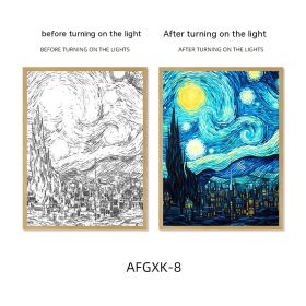 Van Gogh Famous Starry Sky Line Living Room Lighting Painting (Option: AFGXK8-USB-17.7x24cmPSframe)