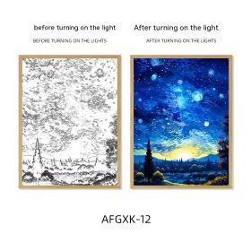 Van Gogh Famous Starry Sky Line Living Room Lighting Painting (Option: AFGXK12-USB-17.7x24cmPSframe)