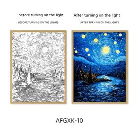 Van Gogh Famous Starry Sky Line Living Room Lighting Painting (Option: AFGXK10-USB-17.7x24cmPSframe)