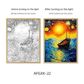 Van Gogh Famous Starry Sky Line Living Room Lighting Painting (Option: AFGXK22-USB-17.7x24cmPSframe)