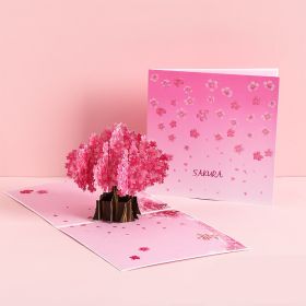 3D Laser Cut Handmade Sakura Kissing Lover Paper Invitation Greeting Card (Option: Cherry blossoms C)