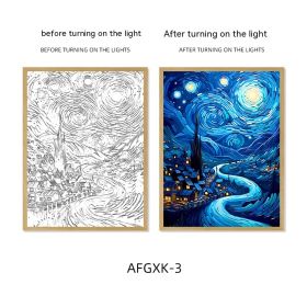 Van Gogh Famous Starry Sky Line Living Room Lighting Painting (Option: AFGXK3-USB-17.7x24cmPSframe)