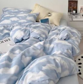 Minimalist Internet Celebrity Dormitory Bedding, Bedding Set, Bedsheet Three Piece Set (Option: Clouds Stain Blue-Flat Sheet-1.2M)