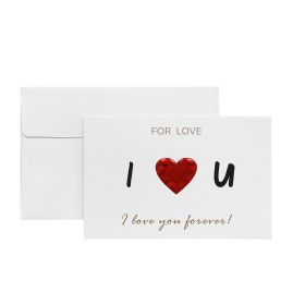 Solid Red Heart Greeting Card with Envelopes Romantic Letter I Love You Forever (Option: F)