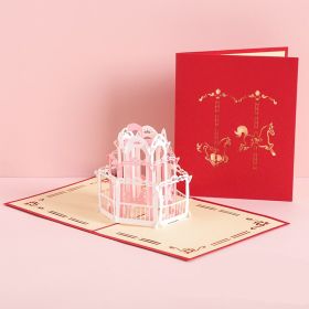 3D Laser Cut Handmade Sakura Kissing Lover Paper Invitation Greeting Card (Option: Carousel)