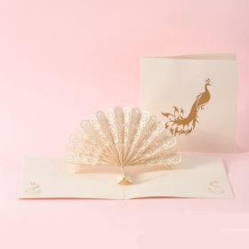 3D Laser Cut Handmade Sakura Kissing Lover Paper Invitation Greeting Card (Option: Peacock)
