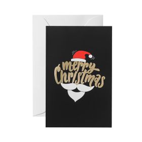 Black folding greeting card (Option: Santa Claus)