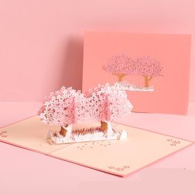 3D Laser Cut Handmade Sakura Kissing Lover Paper Invitation Greeting Card (Option: Falling flowers)