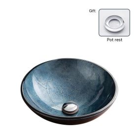 Pure Color Tempered Glass Table Basin Simple Art Bathroom Inter-platform (Option: 080 Single Basin Mop)