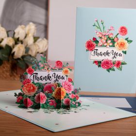 Three-dimensional Greeting Card Hand-carved Paper Blessing Card (Option: Thank you for the flowers)