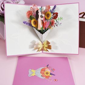 Three-dimensional Greeting Card Hand-carved Paper Blessing Card (Option: Colorful bouquet)