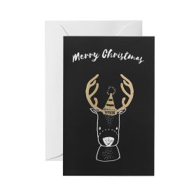 Black folding greeting card (Option: Elk)