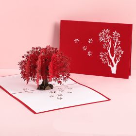 3D Laser Cut Handmade Sakura Kissing Lover Paper Invitation Greeting Card (Option: Maple leaf)