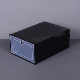 Flip Thickened Transparent Plastic Shoe Box (Color: Black)
