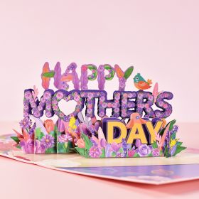 Flower Basket 3D Three-dimensional Greeting Card Handmade Paper Carved Holiday Thanks Blessing Card (Option: Happy Mothers Day)