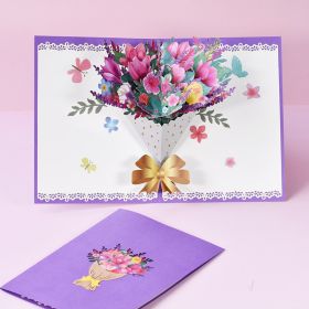 Three-dimensional Greeting Card Hand-carved Paper Blessing Card (Option: Magnolia in color print)