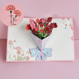 Three-dimensional Greeting Card Hand-carved Paper Blessing Card (Option: Color printed carnations)
