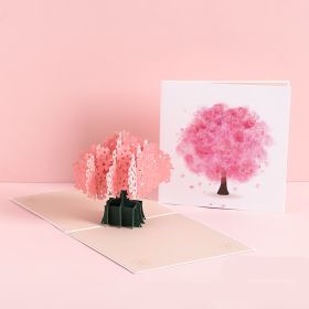3D Laser Cut Handmade Sakura Kissing Lover Paper Invitation Greeting Card (Option: Cherry blossoms B)