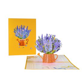 Three-dimensional Greeting Card Hand-carved Paper Blessing Card (Option: Lavender watering can)