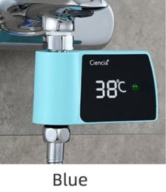 Plastic Visual Shower Faucet No Power Consumption Water Thermometer Bath (Color: Blue)