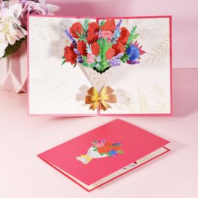 Three-dimensional Greeting Card Hand-carved Paper Blessing Card (Option: Colour printed rose)