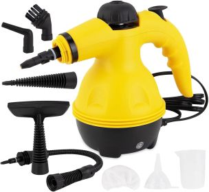 Handheld Steam Cleaner For Home Use, Steamer For Cleaning With Lock Button And 7 Accessory Kit Handheld Pressurized Steamer For Sofa, Bathroom, Car, F (Color: Yellow)