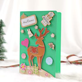 DIY Greeting Card Christmas Creative Handmade Cute Cartoon Message (Option: Elk)