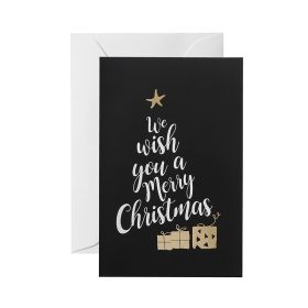 Black folding greeting card (Option: christmas tree)