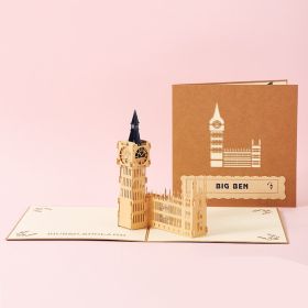 3D Laser Cut Handmade Sakura Kissing Lover Paper Invitation Greeting Card (Option: Big Ben)