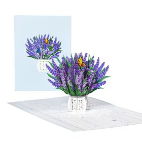 Three-dimensional Greeting Card Hand-carved Paper Blessing Card (Option: Holding lavender)