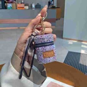 Diamond Cylinder Mini Earphone Bag Pendant (Option: Cylinder Purple)